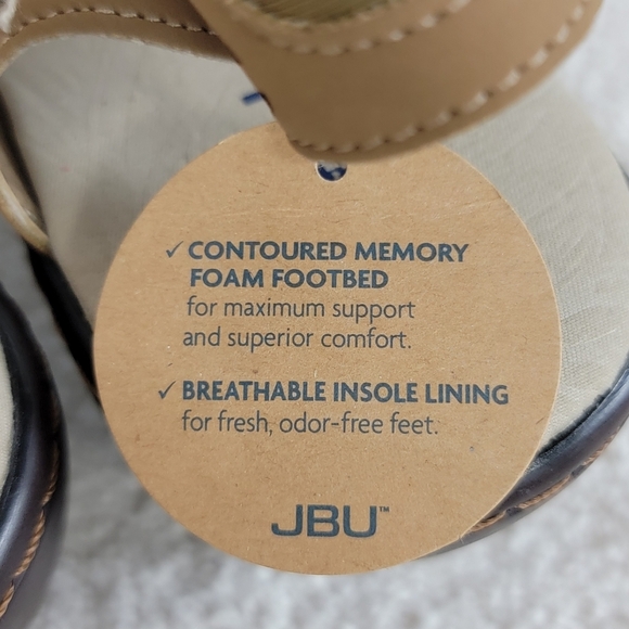 Jambu JBU Chloe Tan Peep Toe T Strap Vegan Wedge Sandal  Sz 10M NEW - Picture 9 of 14